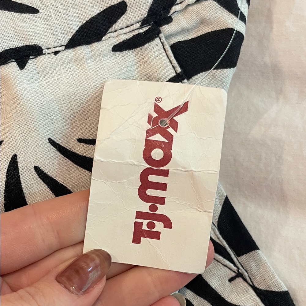 Rachel Zoe 100% Linen Black and White Leaf Print Pants XL NWT - Picture 3 of 5